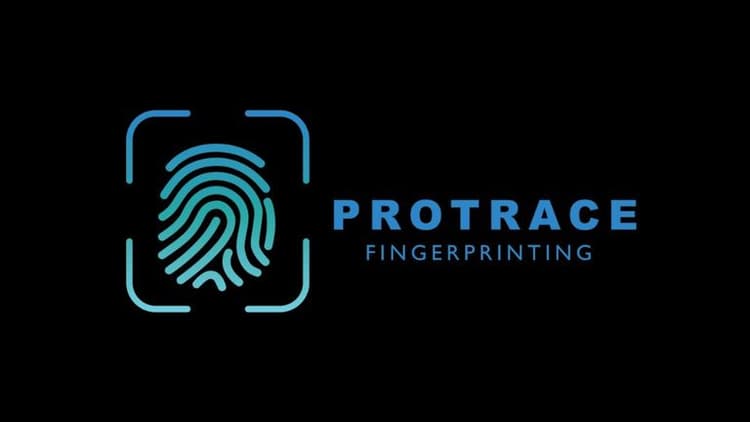 Logo of Protrace Fingerprinting, a Dallas-based service focused on personalized fingerprinting and exceptional customer care.