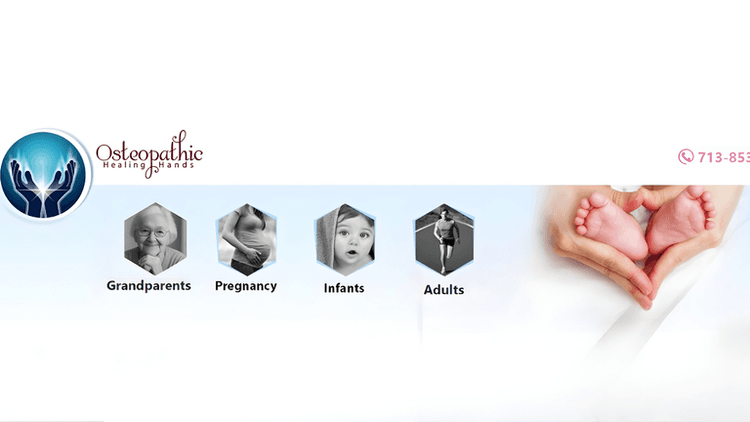 Osteopathic Healing Hands logo, offering holistic osteopathic care for all ages, including infants, pregnant women, adults, and seniors.