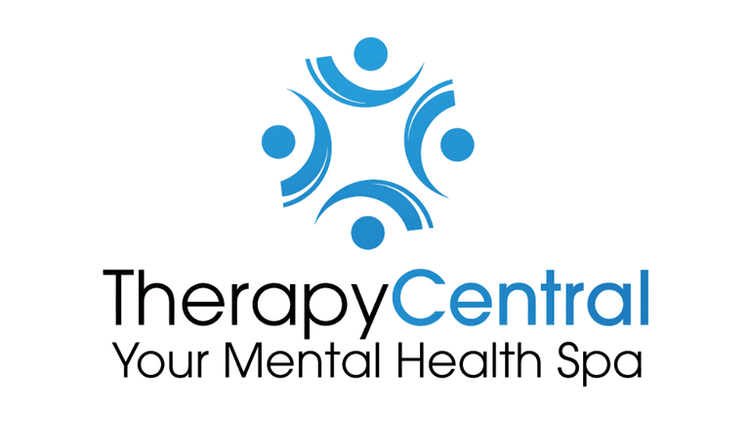 Therapy Central logo with the tagline 'Your Mental Health Spa,' offering innovative services in mental wellness and aesthetics