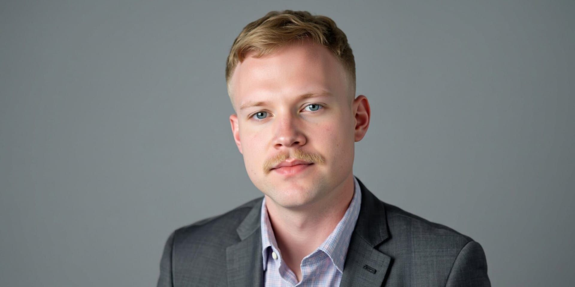 Portrait of author and ministry leader Alexander Hall wearing a gray blazer against a neutral gray background.