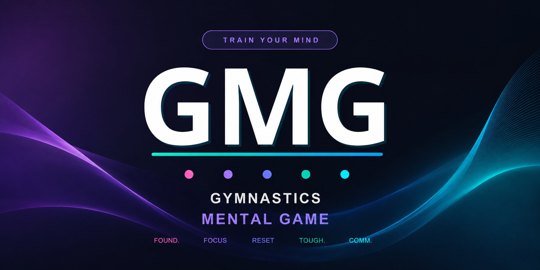 Gymnastics Mental Game logo promoting mental training, confidence, focus, resilience, and performance mindset for athletes.