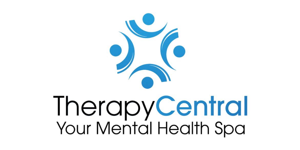 Therapy Central logo with the tagline 'Your Mental Health Spa,' offering innovative services in mental wellness and aesthetics